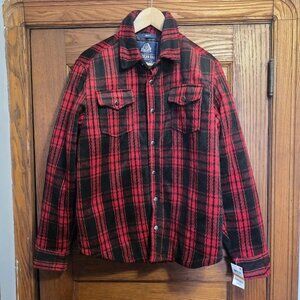 BNWT American Rag Cie Red Black Plaid Shirt Jacket Rockabilly Quilted Mens Small